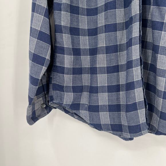 LF Furst of a Kind Upcycled Plaid Flannel Lace Up Neck Long Sleeve Top - Picture 3 of 4